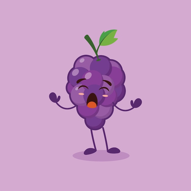 A cute grape character humming and enjoying day
