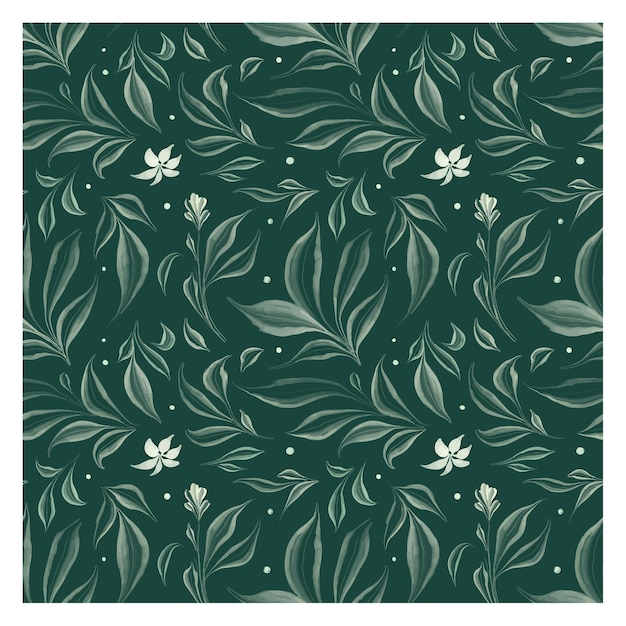 A dark green background with white flowers and leaves photographic print