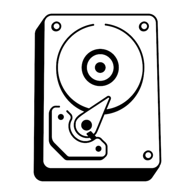 A doodle style icon of hard drive