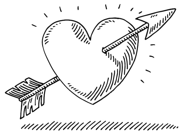 a drawing of a heart with a string in the middle of it