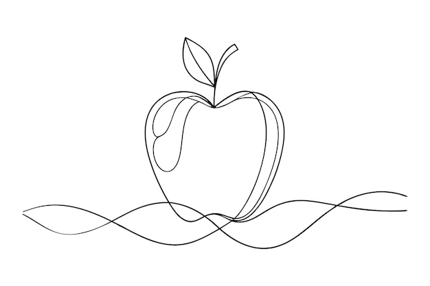 a drawing of an apple with a line drawn on it