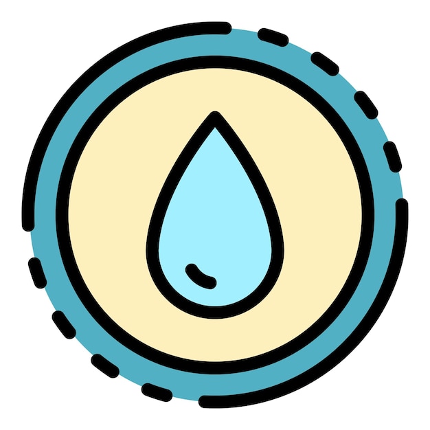 A drop in a circle icon Outline a drop in a circle vector icon color flat isolated