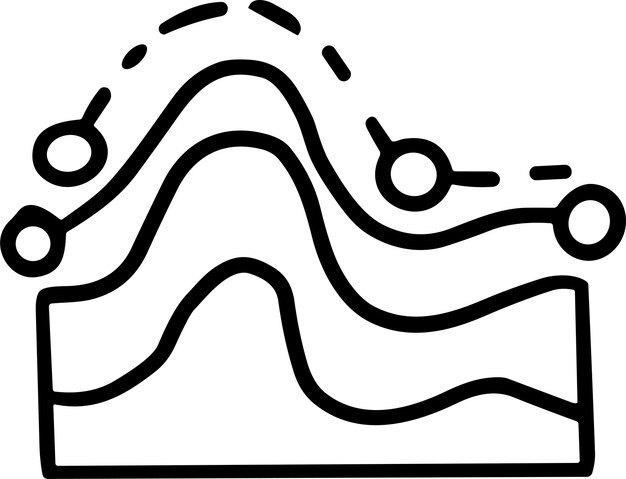 A graph with a line going up and a box with a number on it