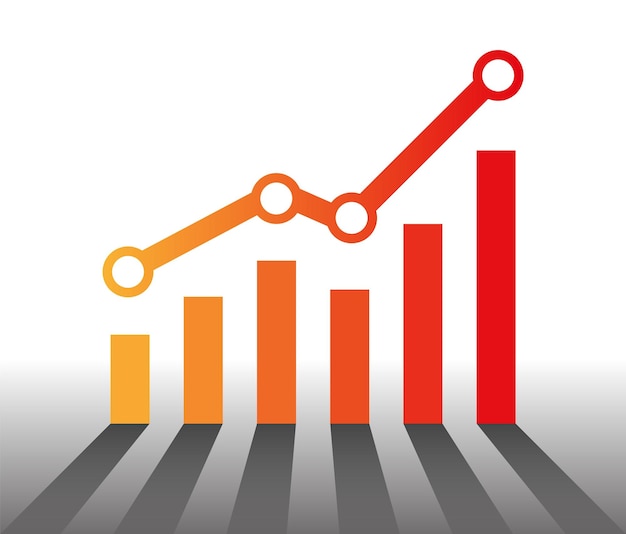 A graph with an increase report Diagram with progress of rise and improvement in business Vector