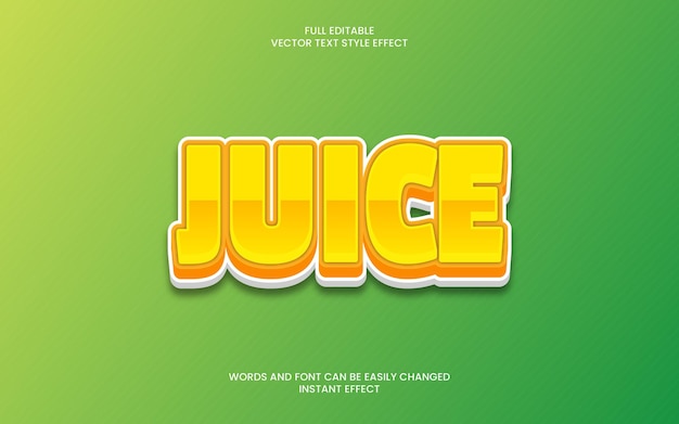 a green poster for juice with the word vector text effect.