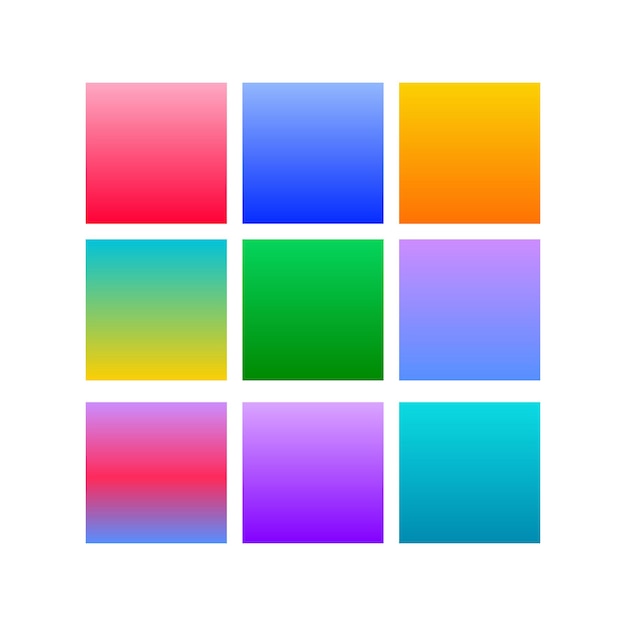 A grid of colorful gradient squares for web design graphic elements and backgrounds