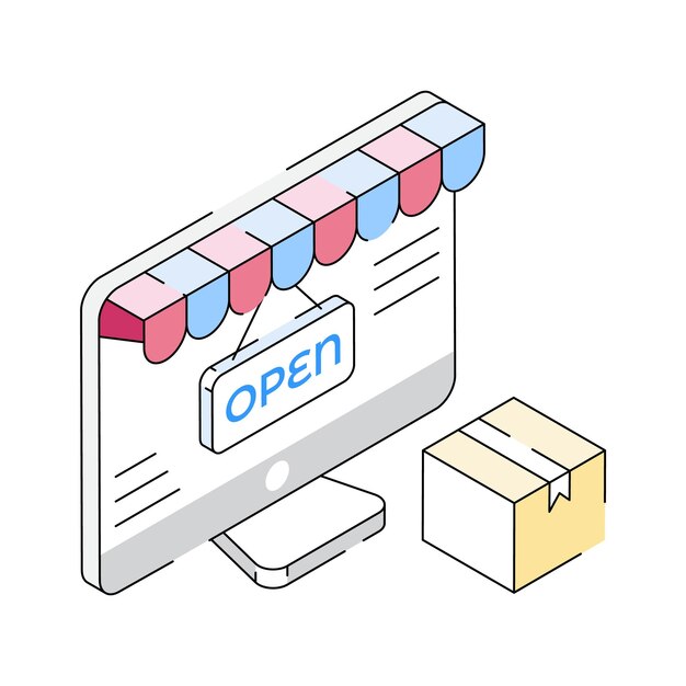 A handy isometric style icon of open store