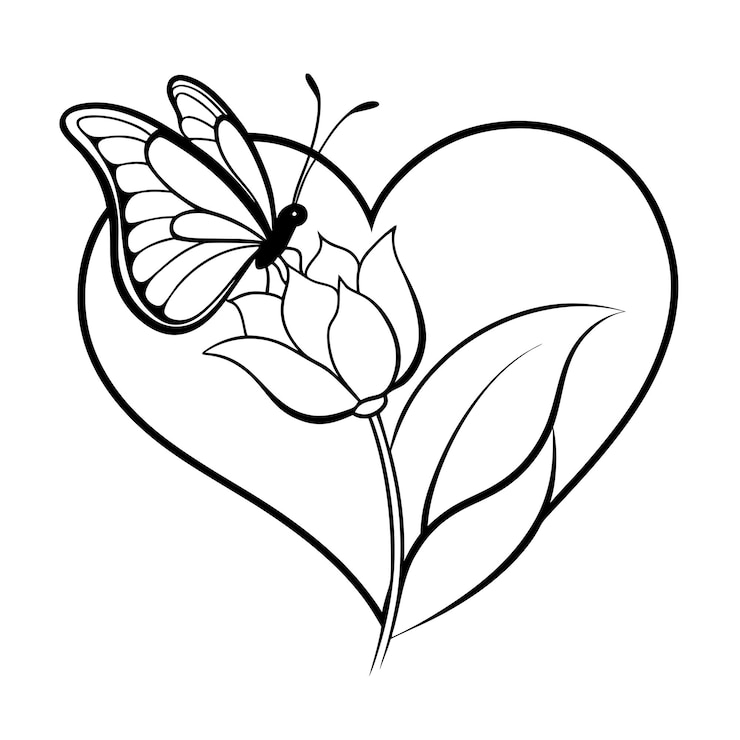 Vektor a heart with a butterfly on it and a butterfly on the heart