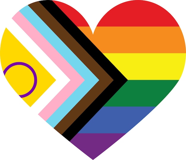 a heart with a rainbow colored heart