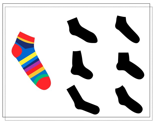 A logical game for children find the right shade for the sock vector