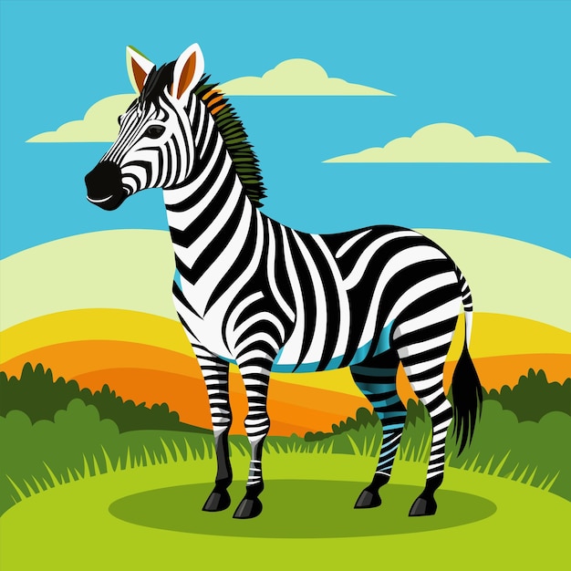 a painting of a zebra with a sky background