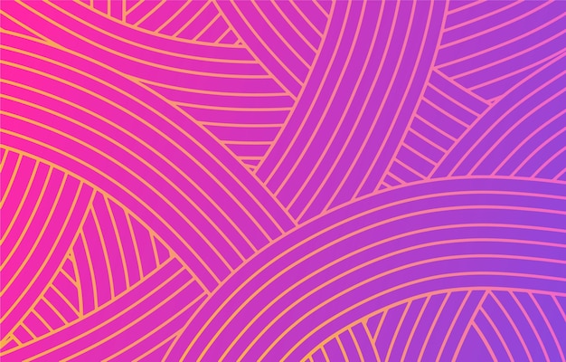 A pink and yellow pattern with lines that are curved and pointy.