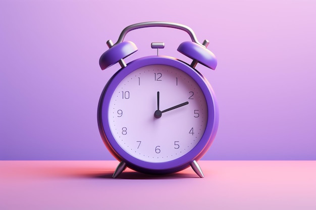 A purple alarm clock sitting on top of a table