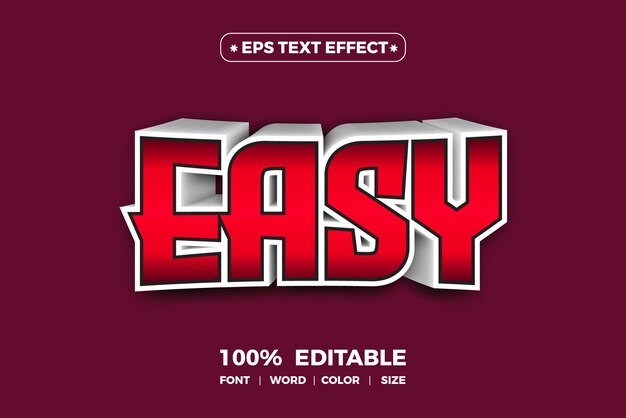 a red and white easy text effect with a white background.