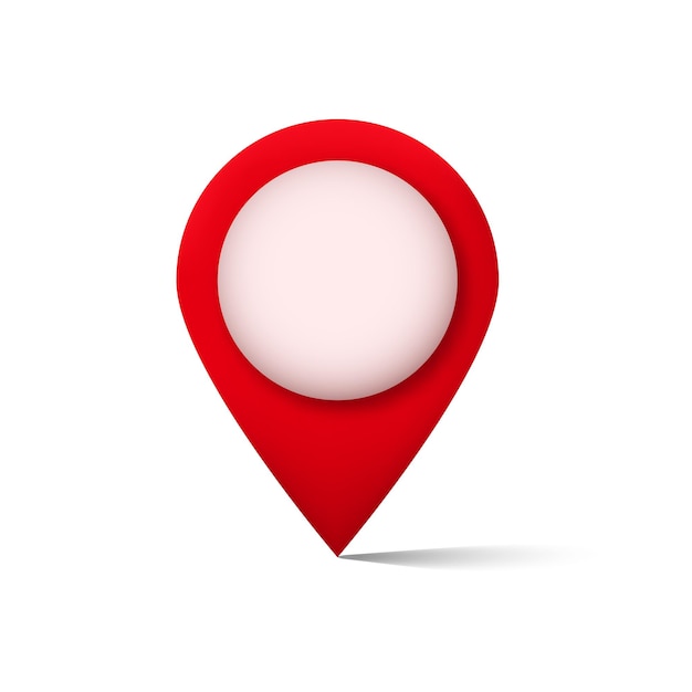 A red location pin icon with a circular center creating a shadow effect on a white area
