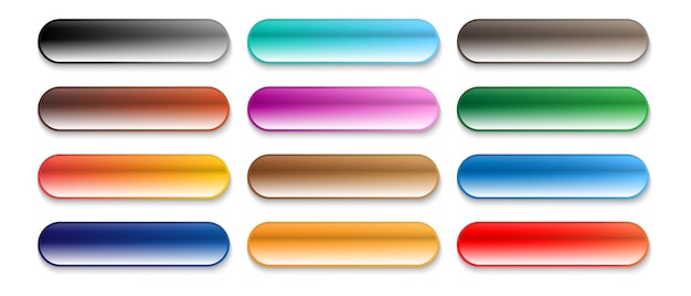 a row of colorful buttons with different colors and the word the one in the middle is a rainbow colo