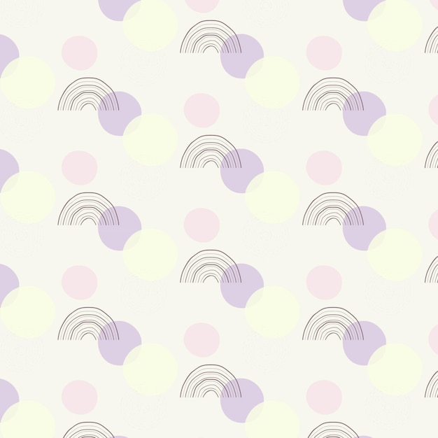 A seamless pattern with a rainbow and circles
