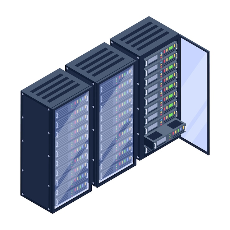 Vektor a server room icon in isometric design premium download