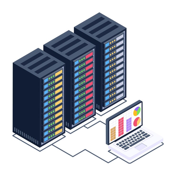 Vektor a server room icon in isometric design premium download