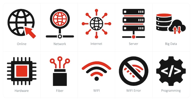 A set of 10 internet computer icons as online network internet