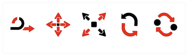 A set of 5 Arrow icons such as Down left Direction Lower direction