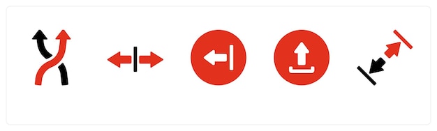 A set of 5 Arrow icons such as Down left Direction Lower direction