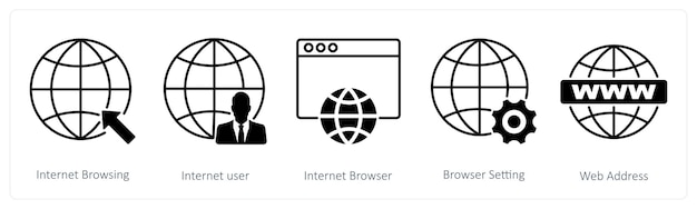 A set of 5 Seo icons as internet browsing internet user internet browser