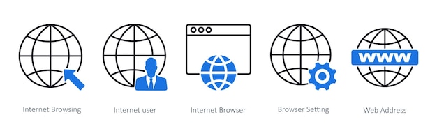 A set of 5 Seo icons as internet browsing internet user internet browser