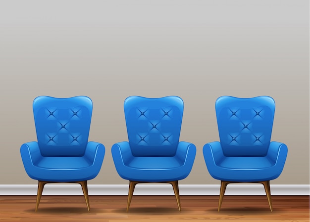 A Set of Classic Blue Armchair