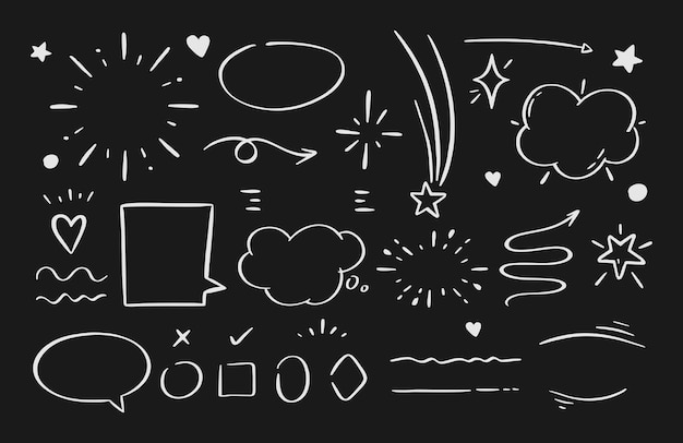 A set of elements of highlighting arrows underscores speech bubble brush strokes flash Vector