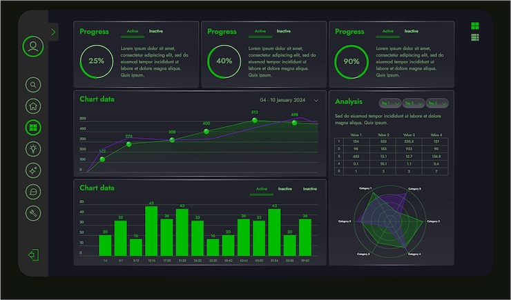 Vektor a set of hightech interface components
