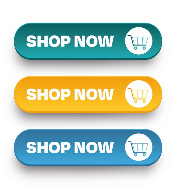 A set of volumetric colorful buttons for websites and applications