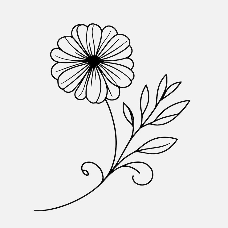 Vektor a simple beautiful flowers outline 3
