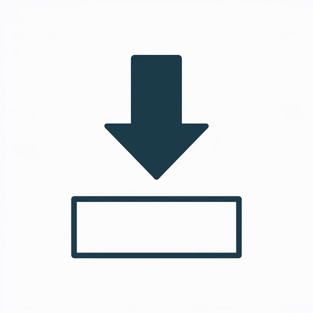 A simple graphic representation of an arrow pointing downwards towards a rectangular shape