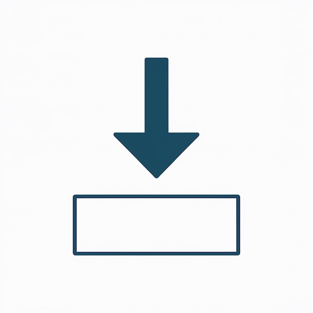 A simple graphic representation of an arrow pointing downwards towards a rectangular shape