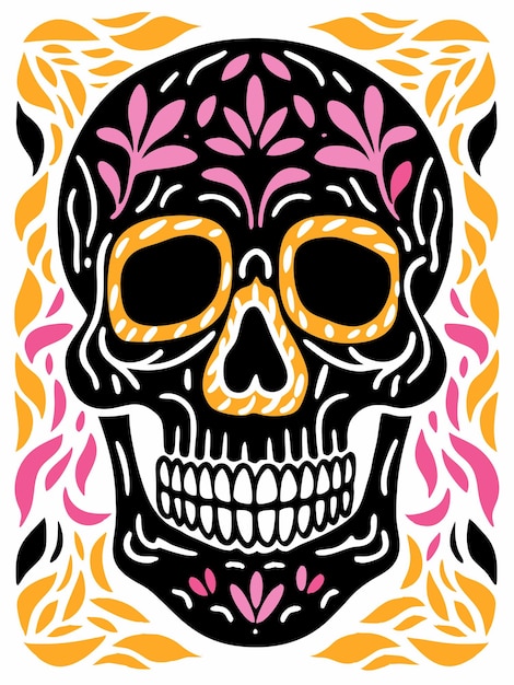 a skull is shown with a colorful background with a colorful pattern