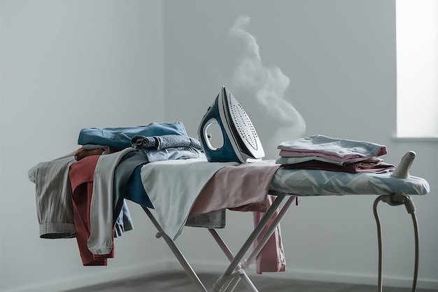 a stack of clothes on a table with a scale that says smoke