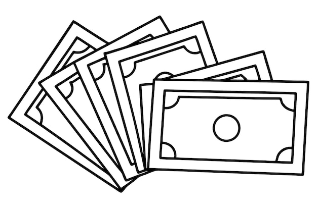 a stack of dollar bills with a black and white background