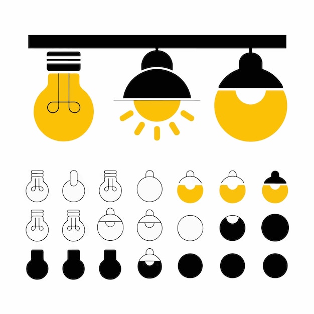 a white background with a yellow light bulb and a black and white background