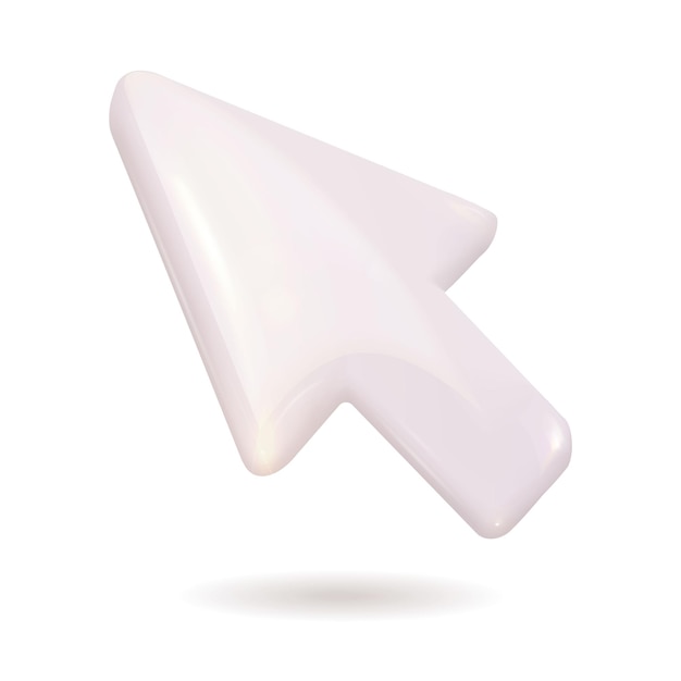A white mouse pointer featuring a shadow effect resting on a completely white background making it