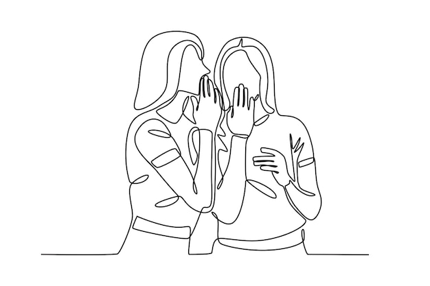 A woman who gossips Gossip oneline drawning