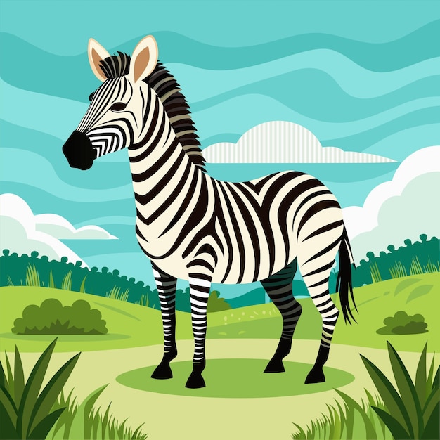 a zebra is standing in a field with a picture of a zebra