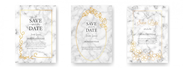 A4 Card vector Set with white marble