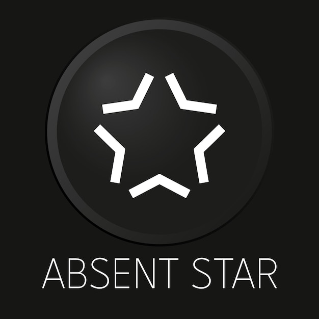 Absent star minimal vector line icon on 3D button isolated on black background Premium Vector