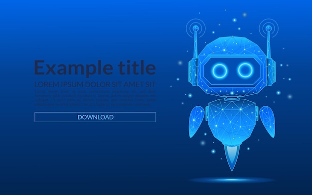 Abstract 3D digital AI robot floating Technology innovation background Blue polygonal futuristic