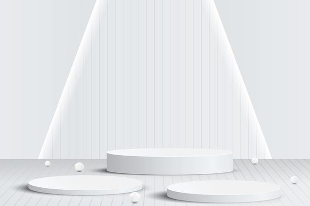 Abstract 3D shape podium with lighting on studio background Display pedestal mockup minimal scene