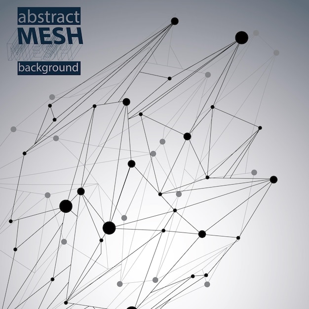 abstract 3d structure polygonal vector network pattern contrast background with black and white art deformed figure