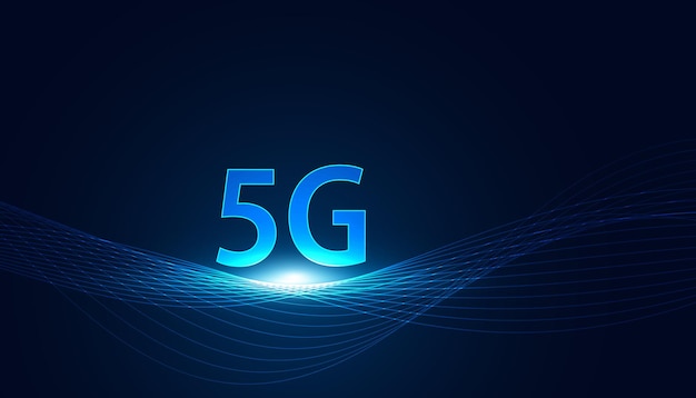 Abstract 5G holographic network wireless internet Wifi connection and internet of things on Wave