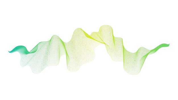 Abstract backdrop with green wave gradient lines on white background. Modern technology background, wave design. Vector illustration