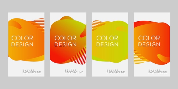 Abstract background banner gradient line color design vector vertical banner set